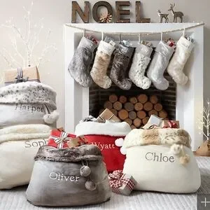 Restoration Hardware Santa Sack embroidered “Mila”